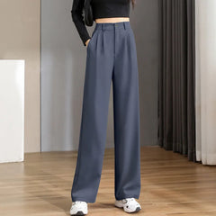 High-Waist Wide-Leg Casual Trousers
