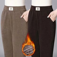 High-Waisted Elastic Warm Pants