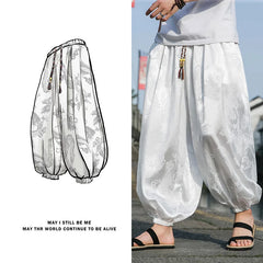Silk Dragon Wide-Leg Pants
