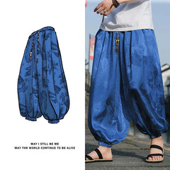 Silk Dragon Wide-Leg Pants
