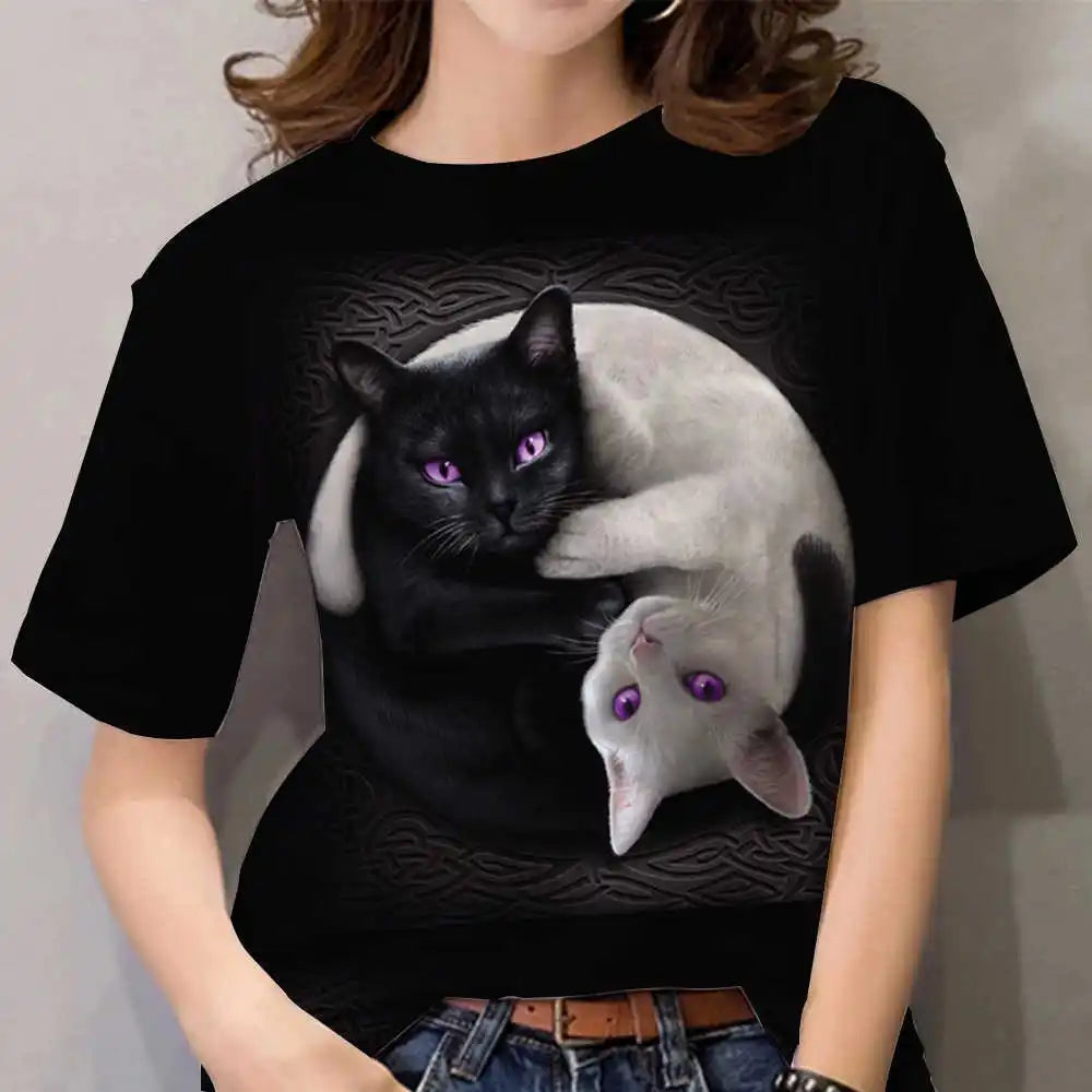 3D Kawaii Cat Print Tee
