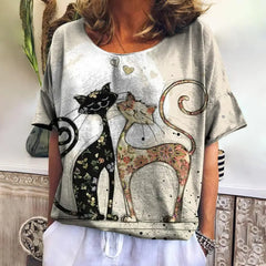 3D Kawaii Cat Print Tee