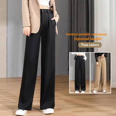 High-Waist Wide-Leg Casual Trousers