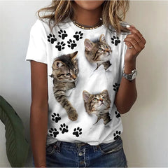3D Kawaii Cat Print Tee