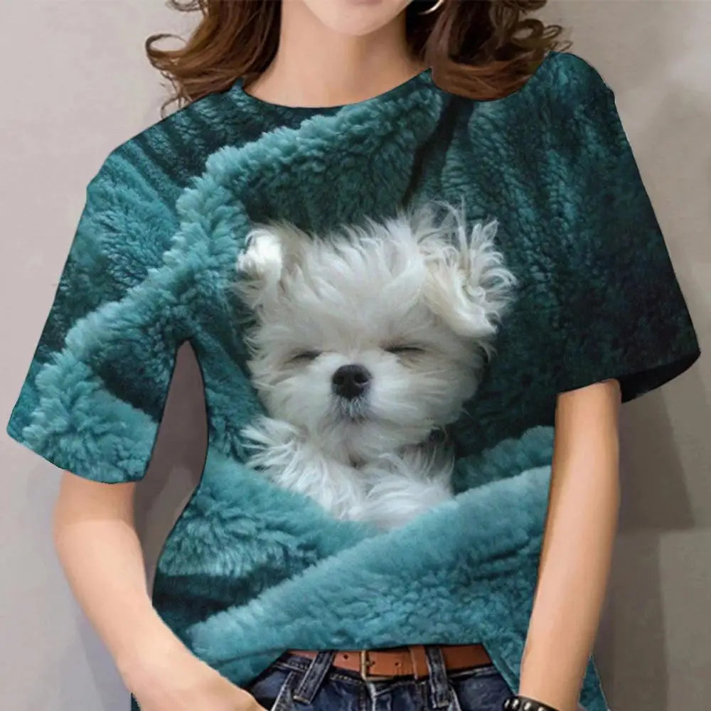 3D Kawaii Cat Print Tee