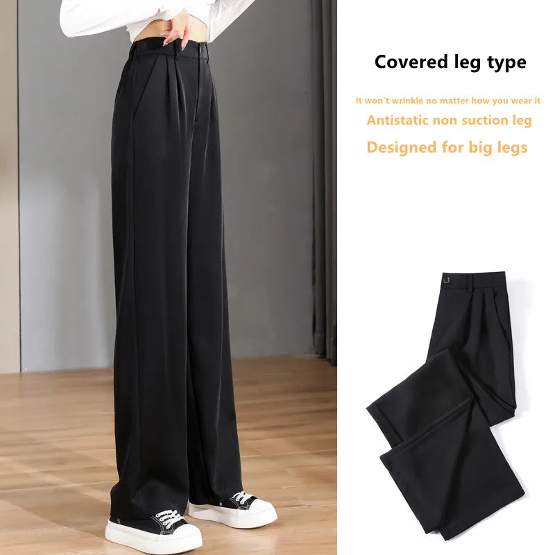 High-Waist Wide-Leg Casual Trousers