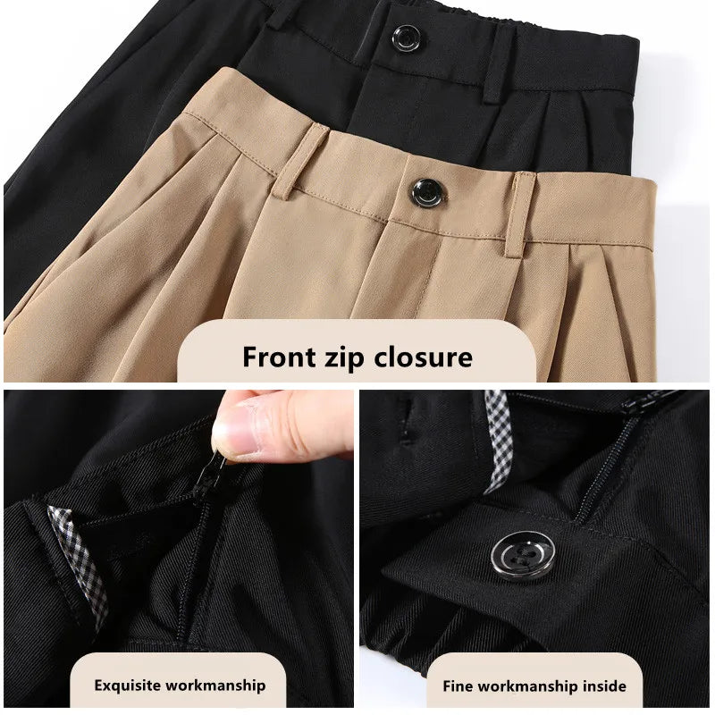 High-Waist Wide-Leg Casual Trousers