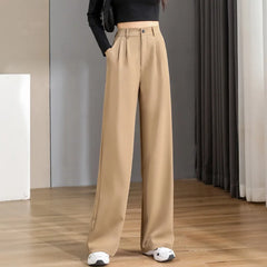 High-Waist Wide-Leg Casual Trousers